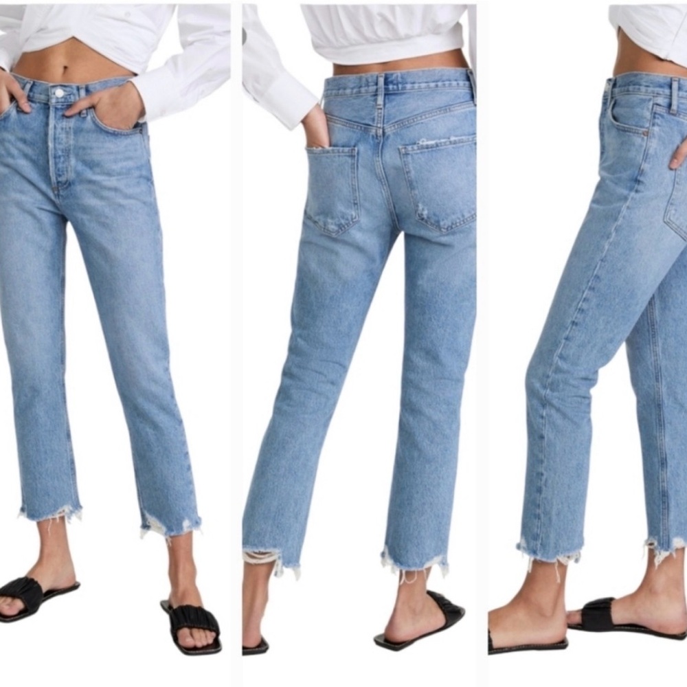 Agolde Riley high rise straight crop in haven size 26
